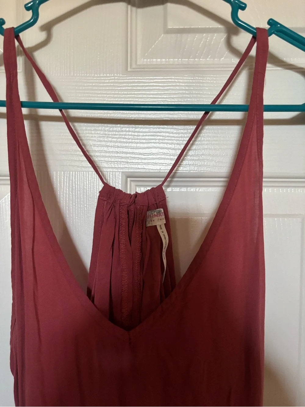 Free People Strapless Lace-Trim Slip Dress in Rust